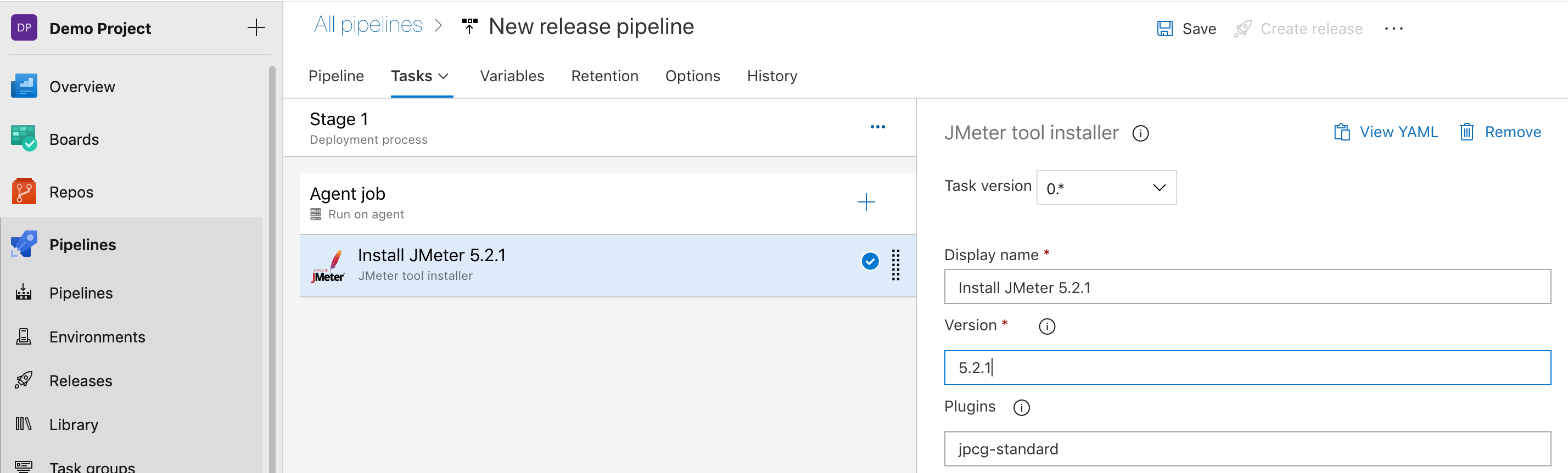 Using JMeter tool installer task