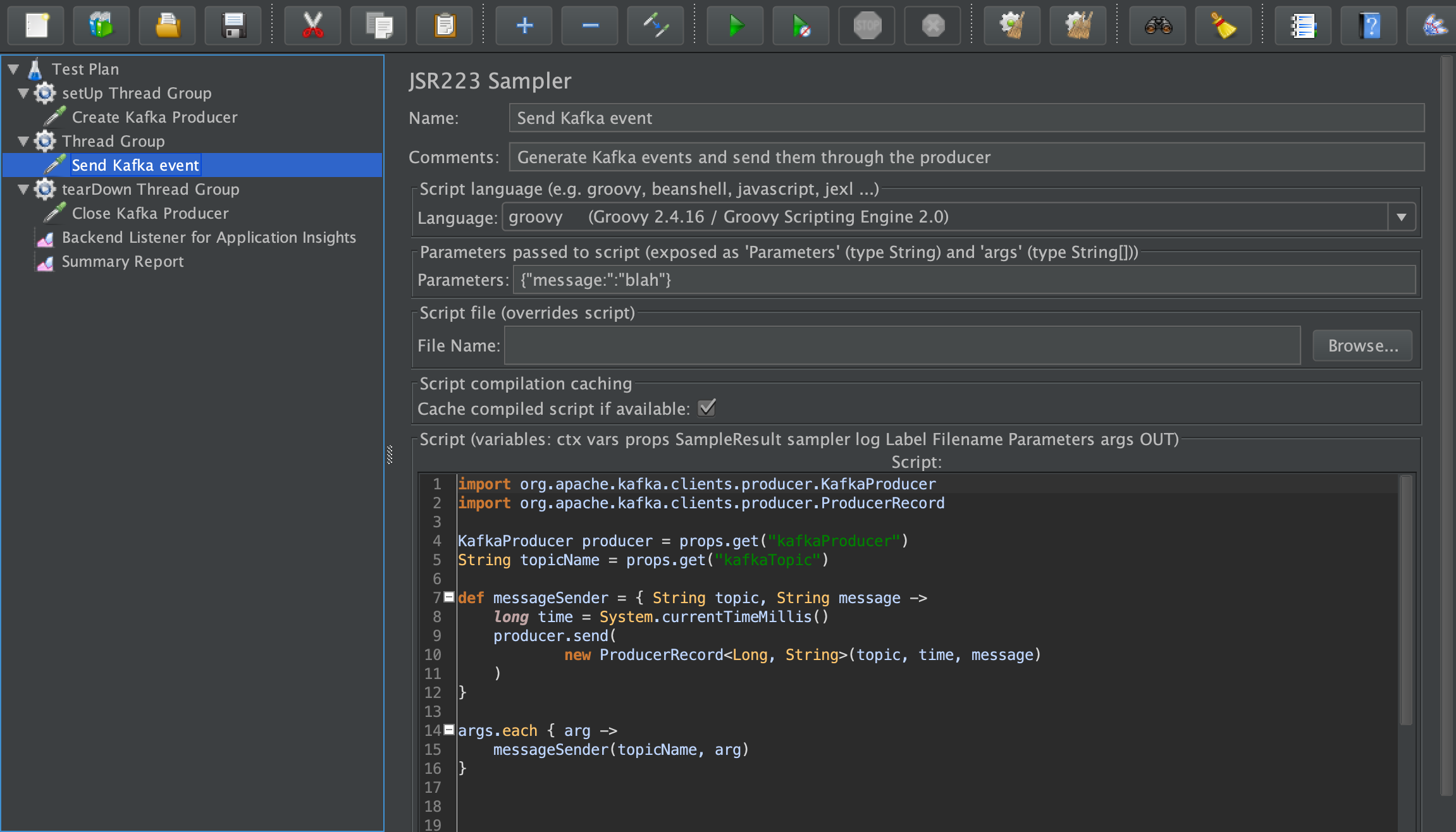 JMeter Kafka sampler script